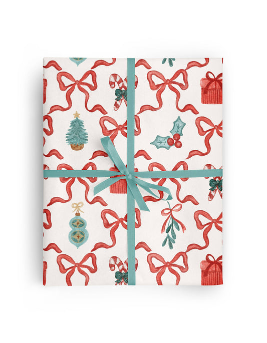 Watercolor Christmas Bows Wrapping Paper