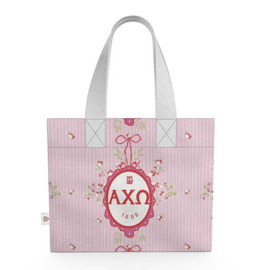 Alpha Chi Omega Floral Frame Canvas Tote