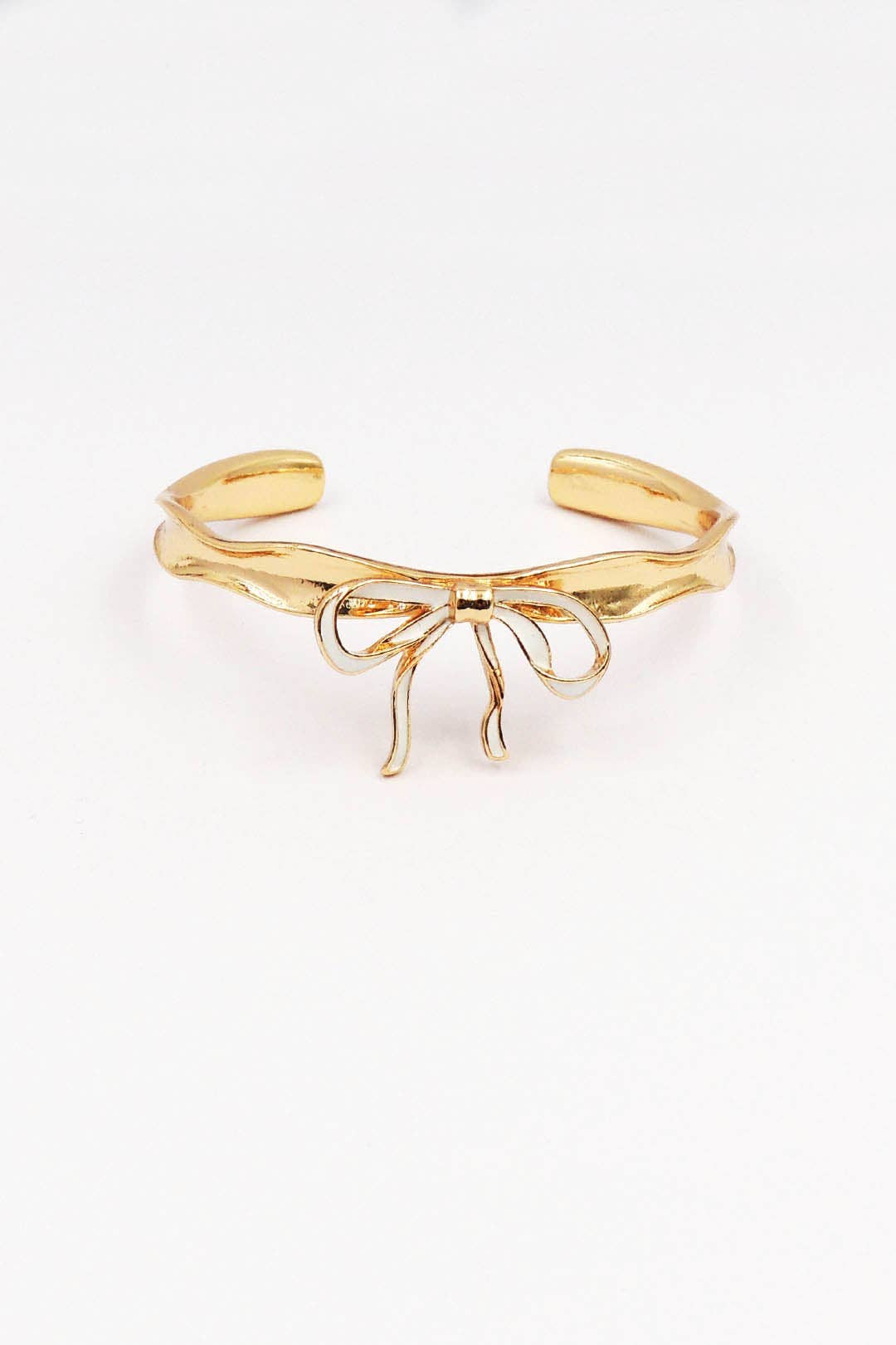 Gold Cuff with White Bow