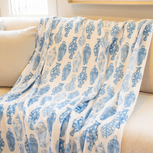 Chinoiserie Throw Blue/White 50x60