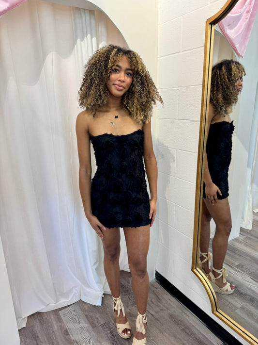 Floral Black Mini Dress