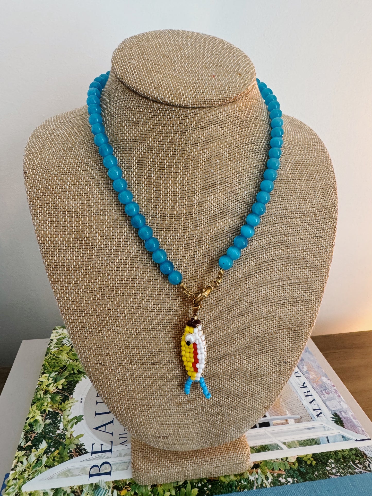 Catch of the Day Beaded Necklace - Blue