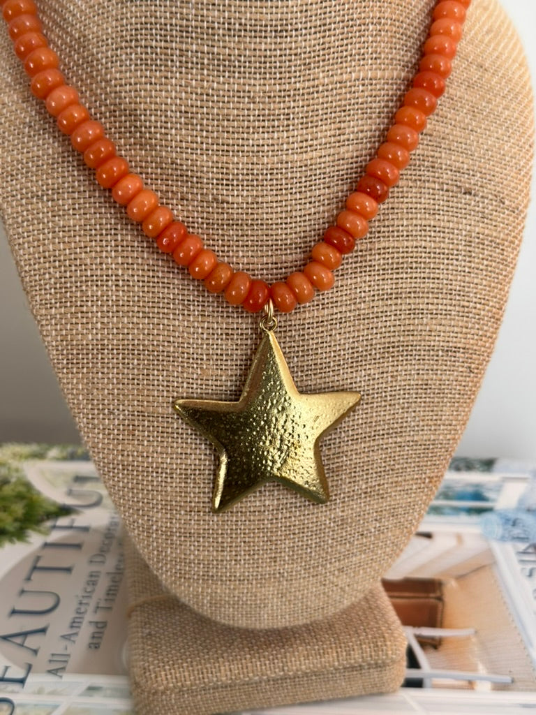 Burnt Orange Star Necklace