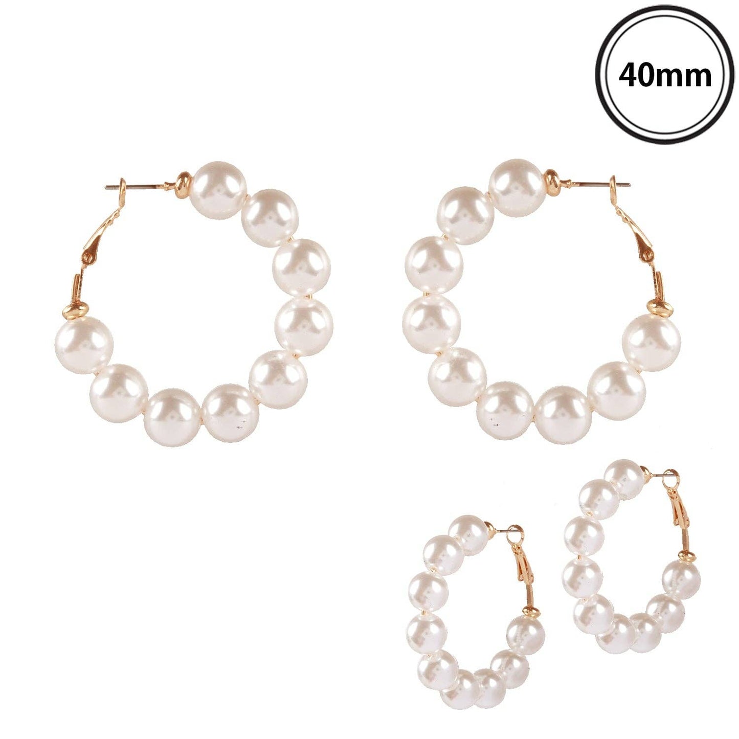 Gold and Pearl Hoop Earring