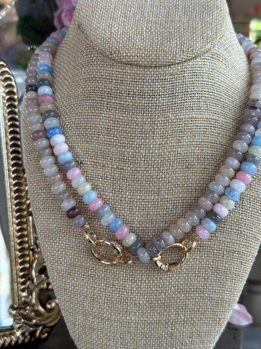 Beaded Clasp Necklace: Neutral Multi