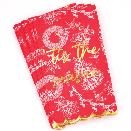 Red Toile Paper Guest Towel Packs