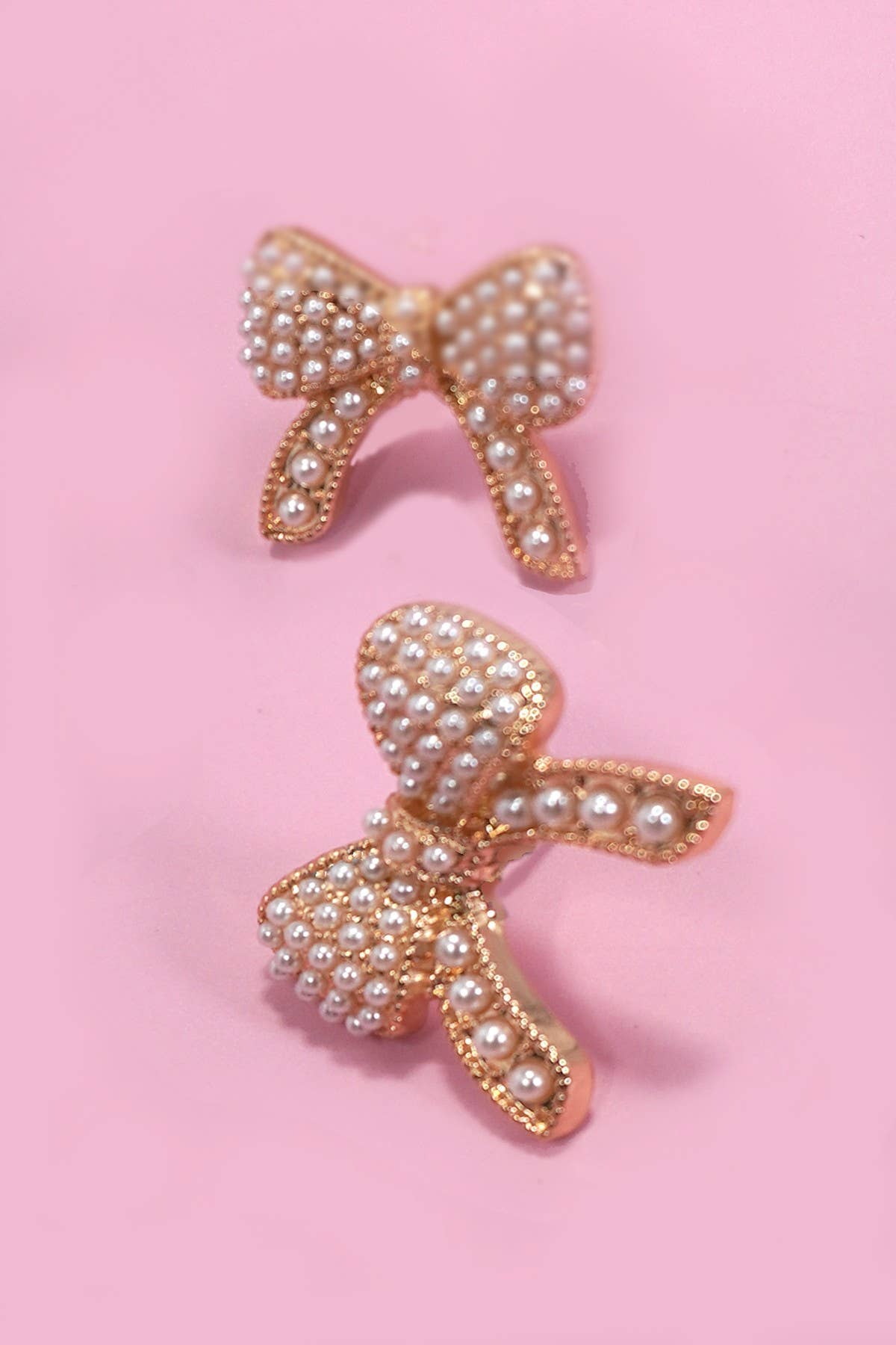 Pearl Pave Bow Studs