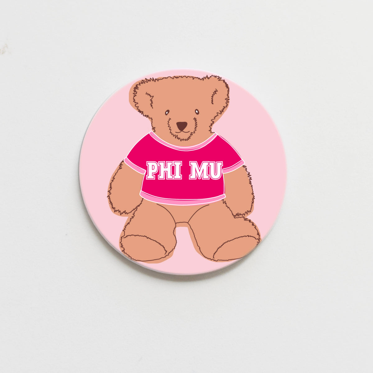 Phi Mu Teddy Bear Button
