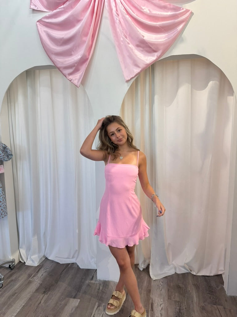 Pink Bow & Ruffle Dress