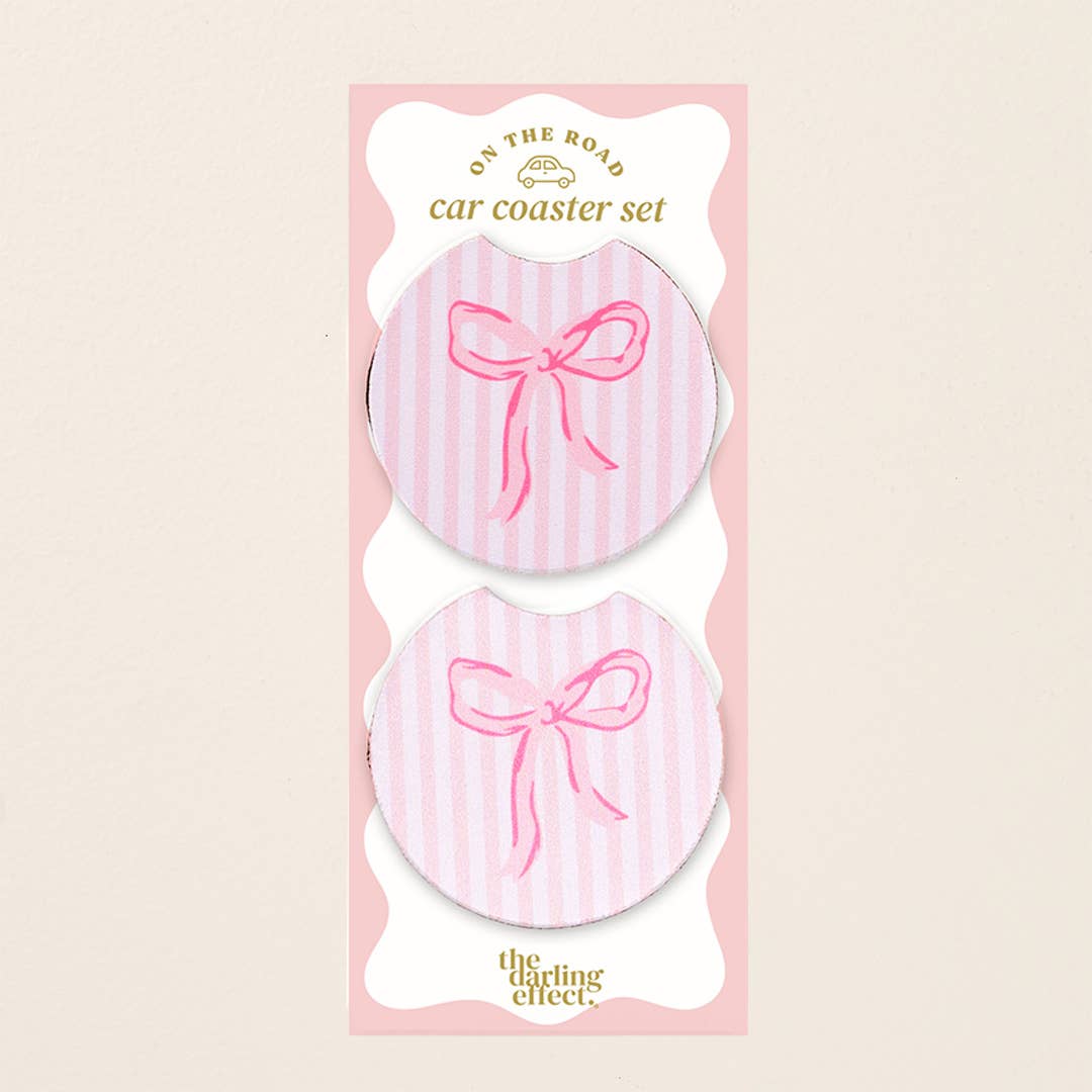 On the Road Car Coasters - Bow Pink