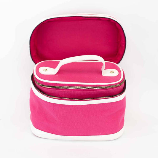 Sortino Train Case Hot Pink/White 8.5x5.5x6.5