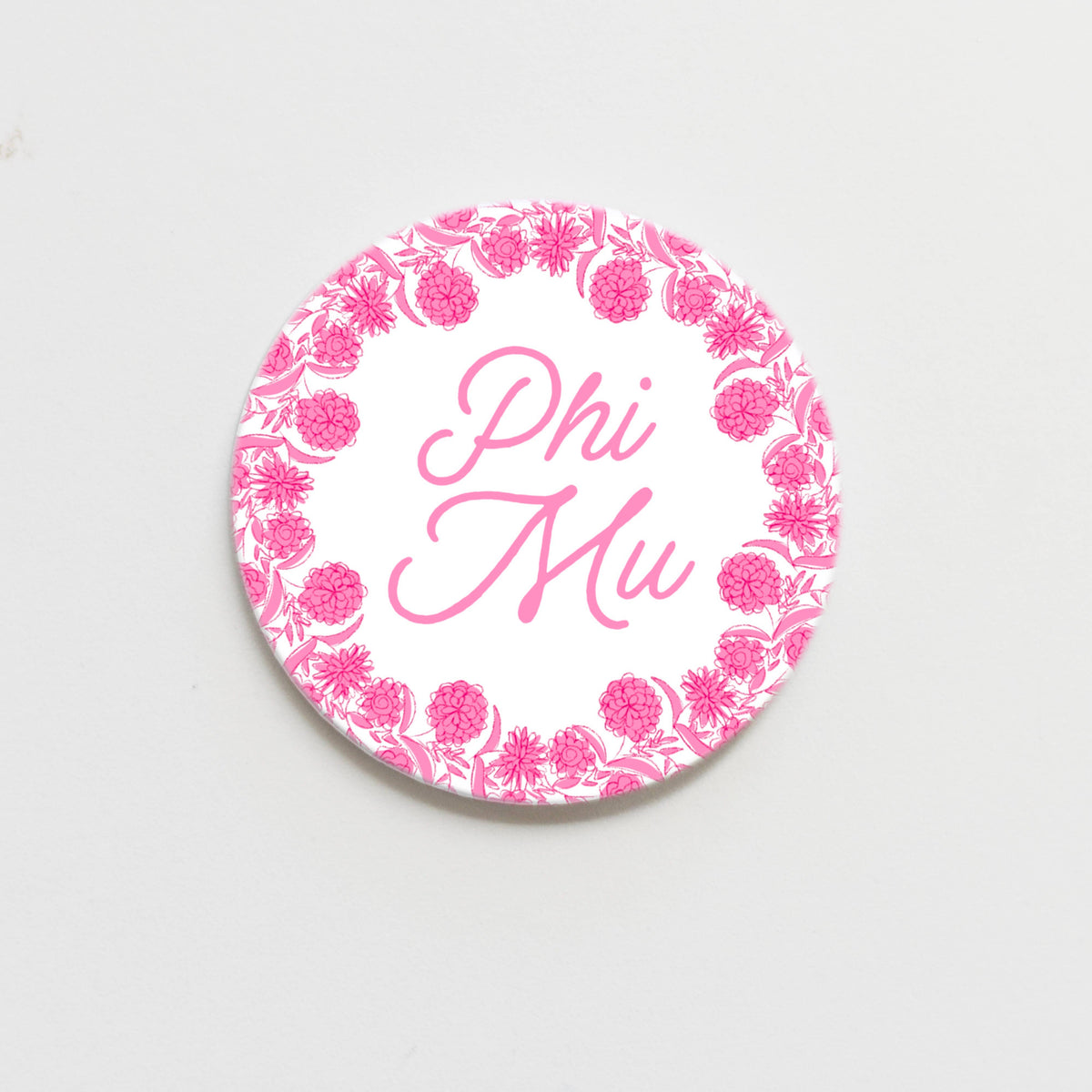 Phi Mu Flower Ring Button