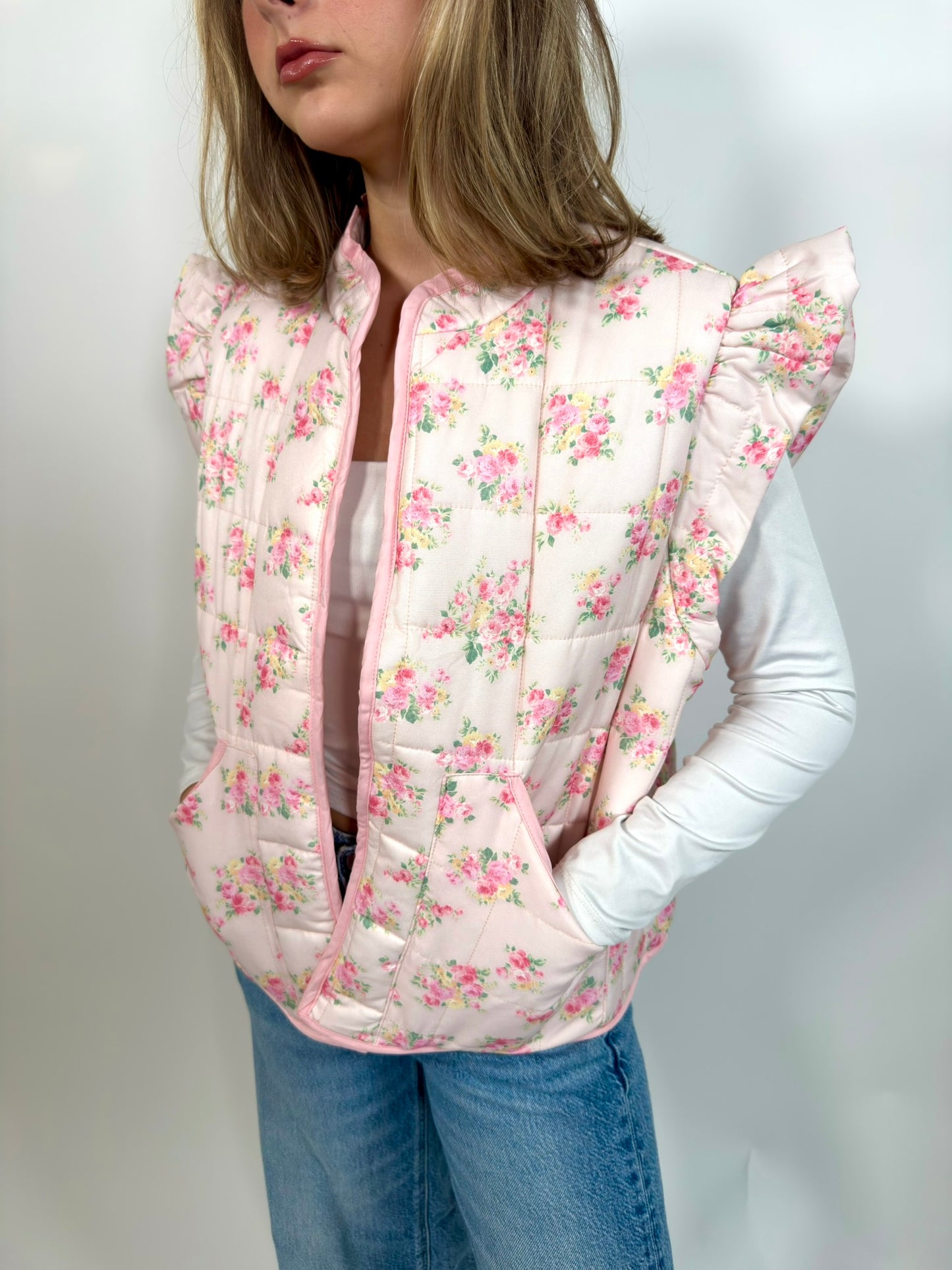 Floral Puffer Vest
