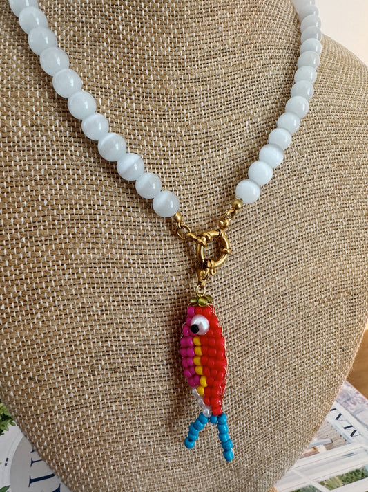 Catch of the Day Beaded Necklace - White