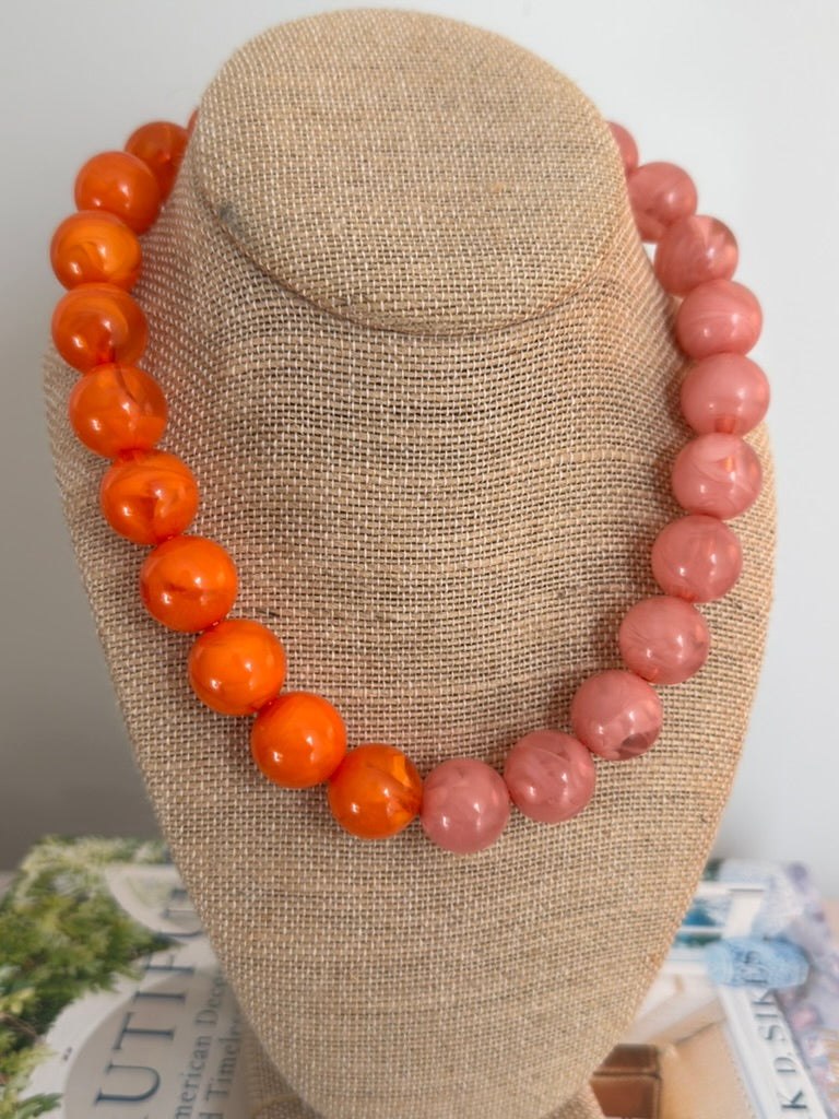 Lydia Necklace: Orange/Pink Multi