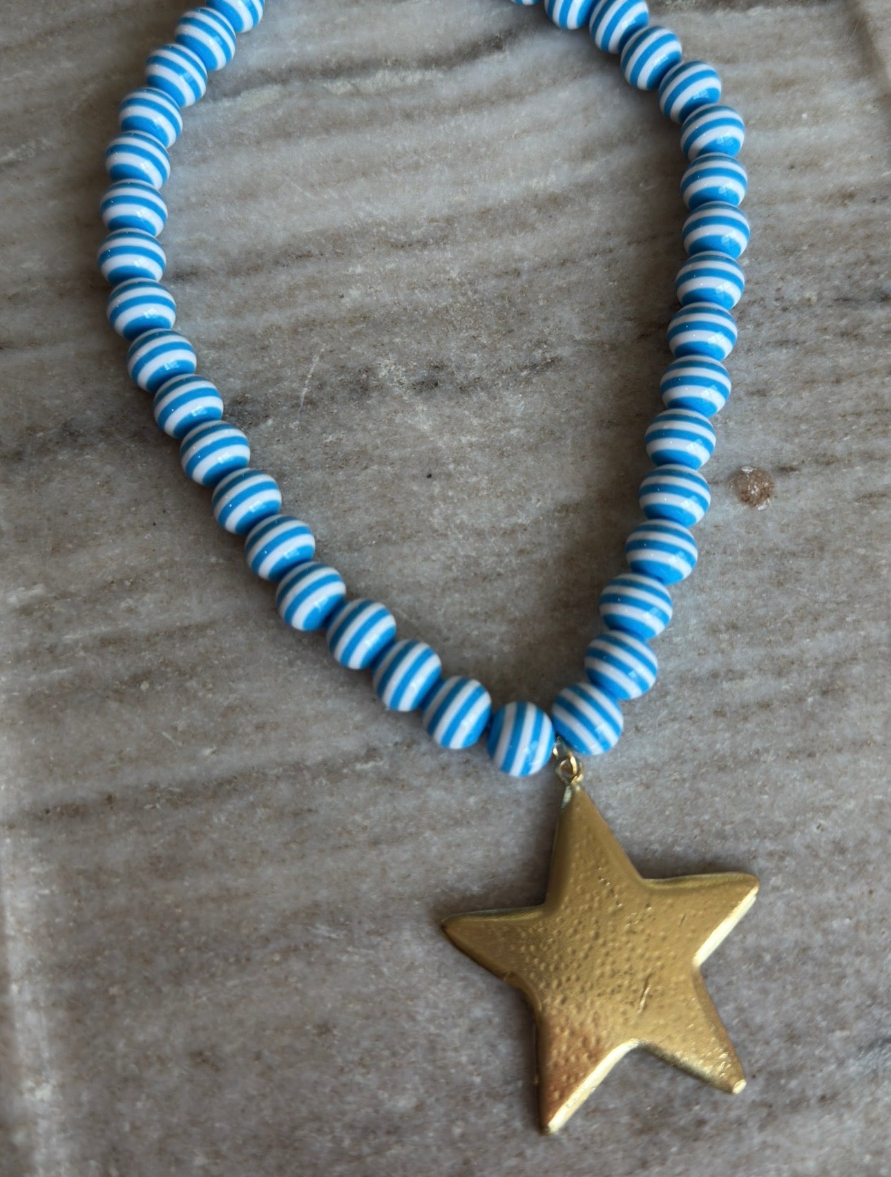 Lila Stripe Necklace: Blue Star