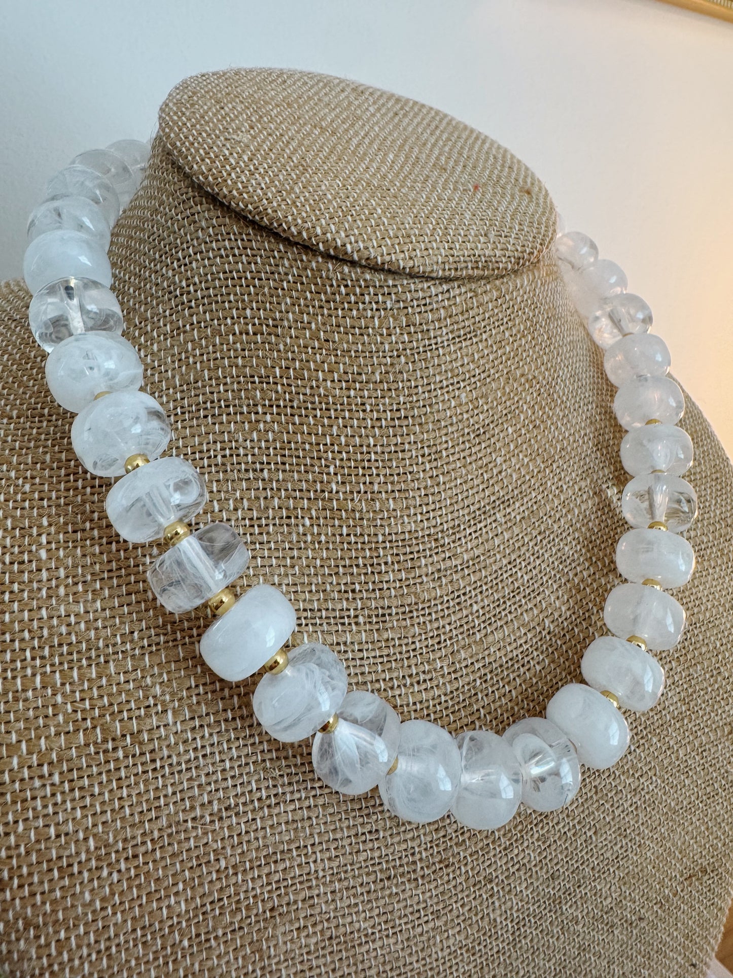 Bliss Beaded Necklace - White/Clear
