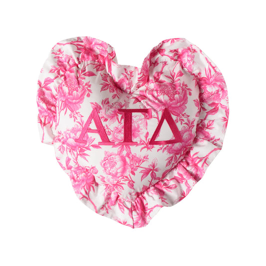 Greek Floral Heart Pillow