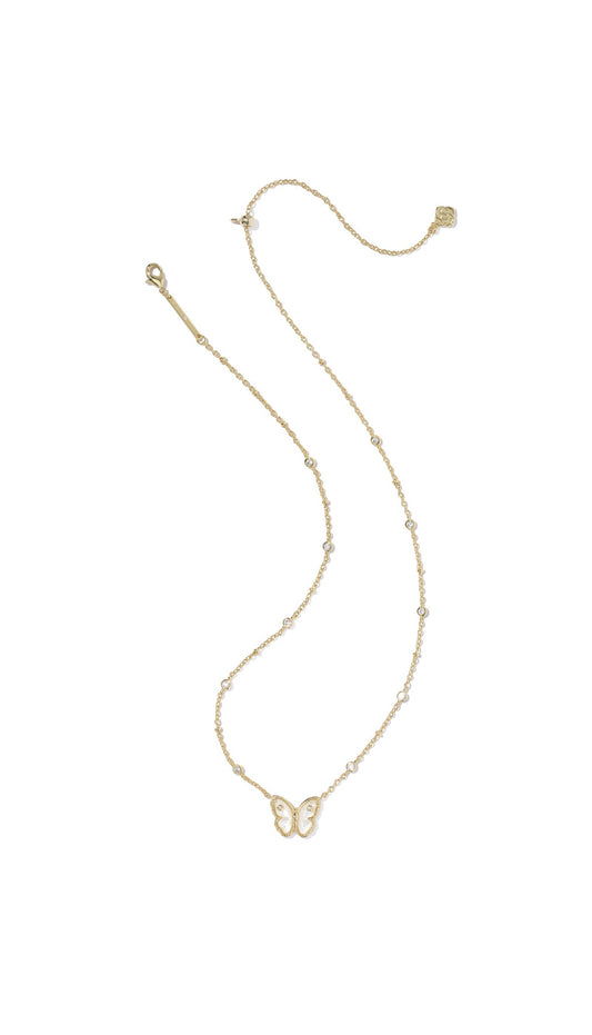 Cailey Butterfly Pendant Necklace Mother of Pearl