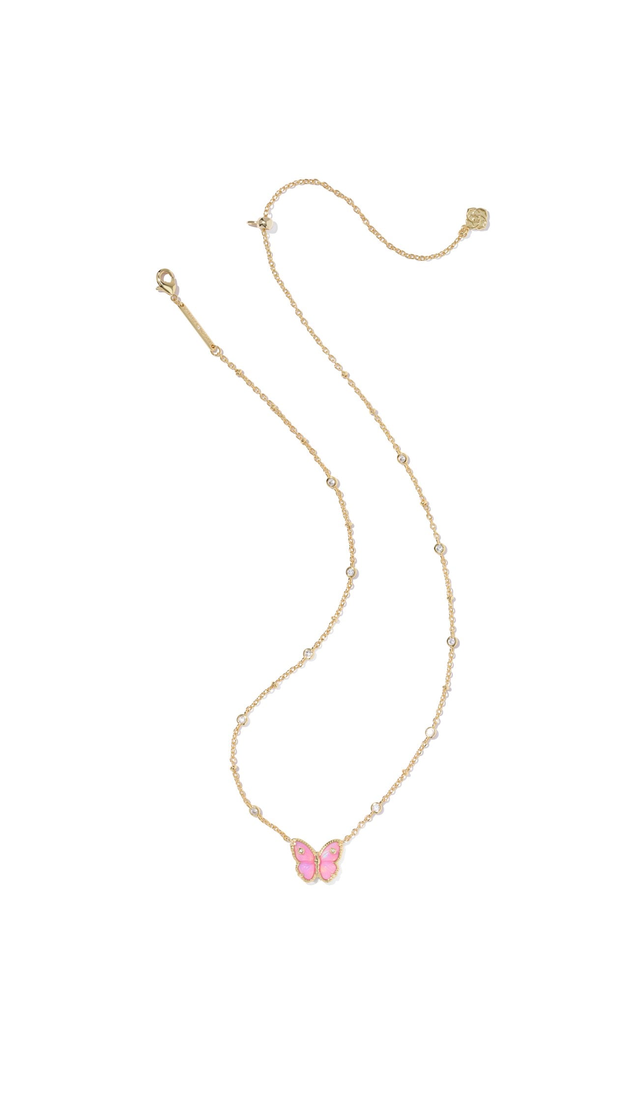 Cailey Butterfly Pendant Necklace Pink Opalite