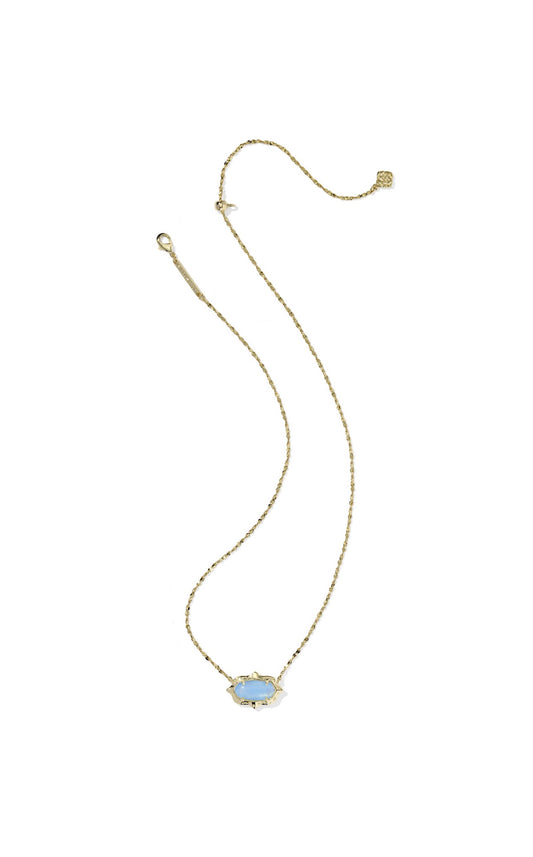 Elisa Scallop Frame Short Pendant Necklace Sky Blue