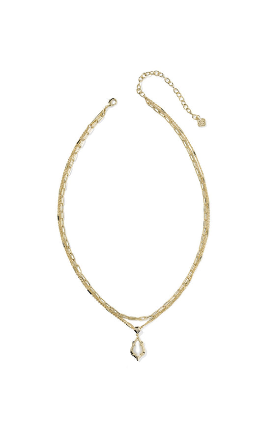 Adrianna Scallop Multi Chain Necklace Mother of Pearl