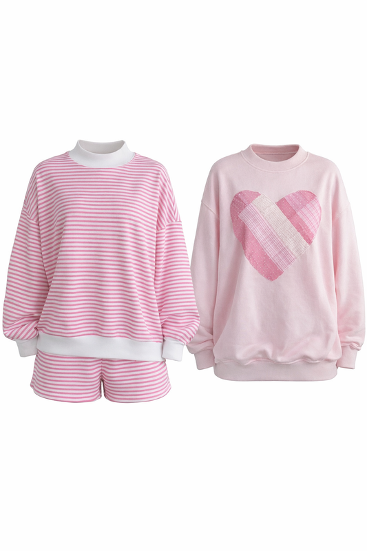 Pink Stripe Mockneck Set