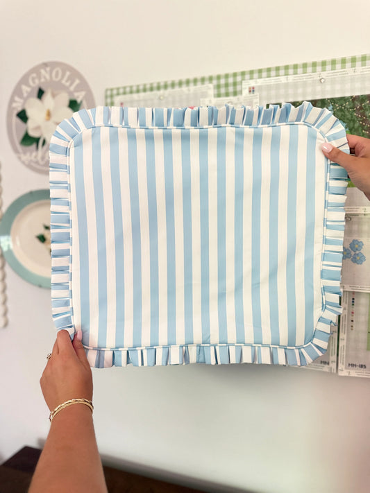 Ruffle Project Bag: Blue Stripe