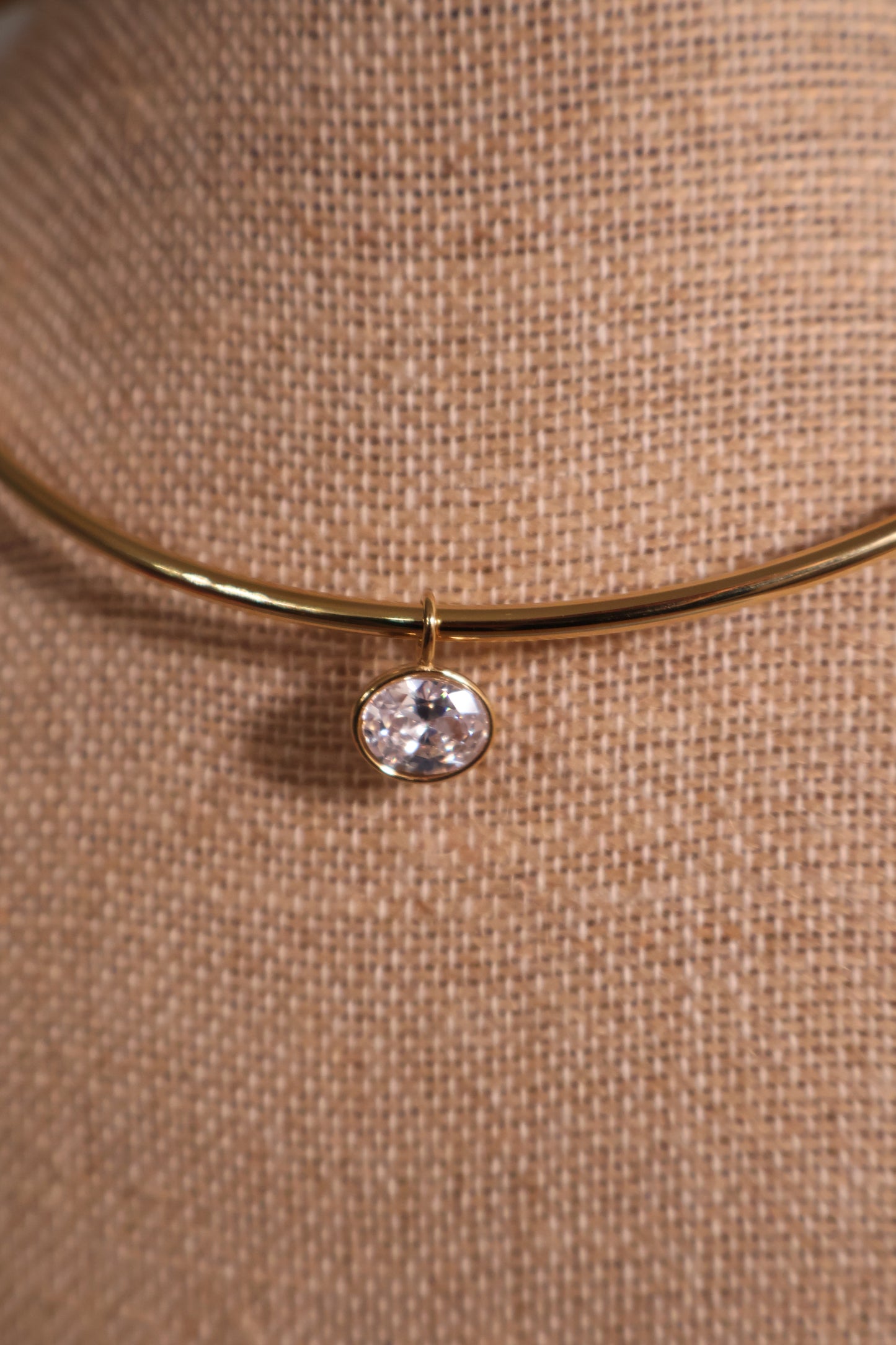Bezel Set Oval Stone Necklace