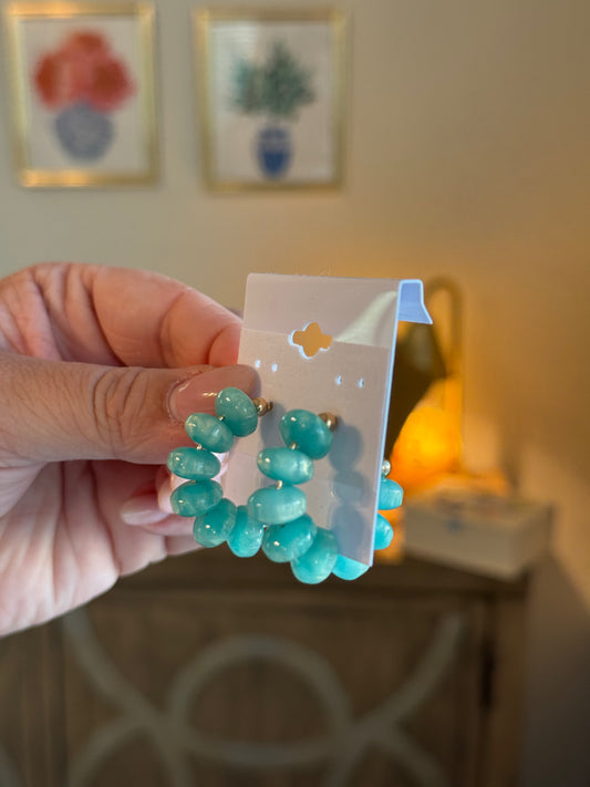 Beaded Hoops: Teal