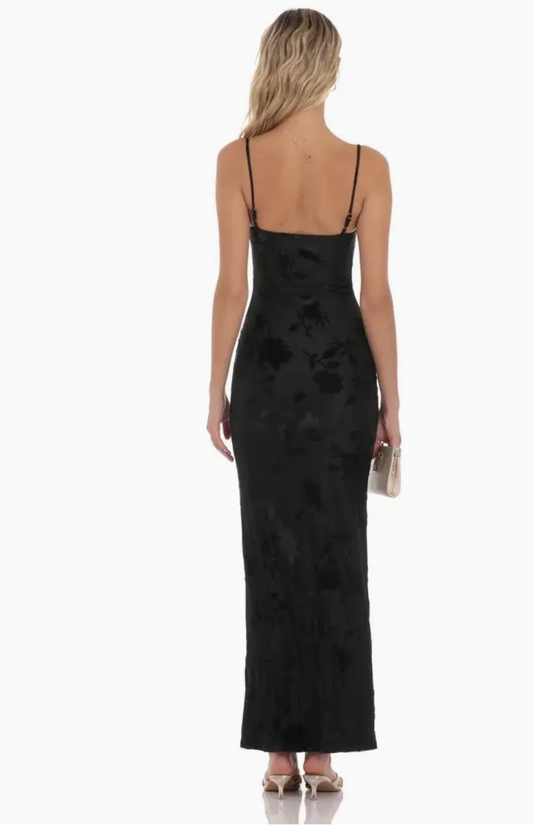 Velvet Floral Formal Dress