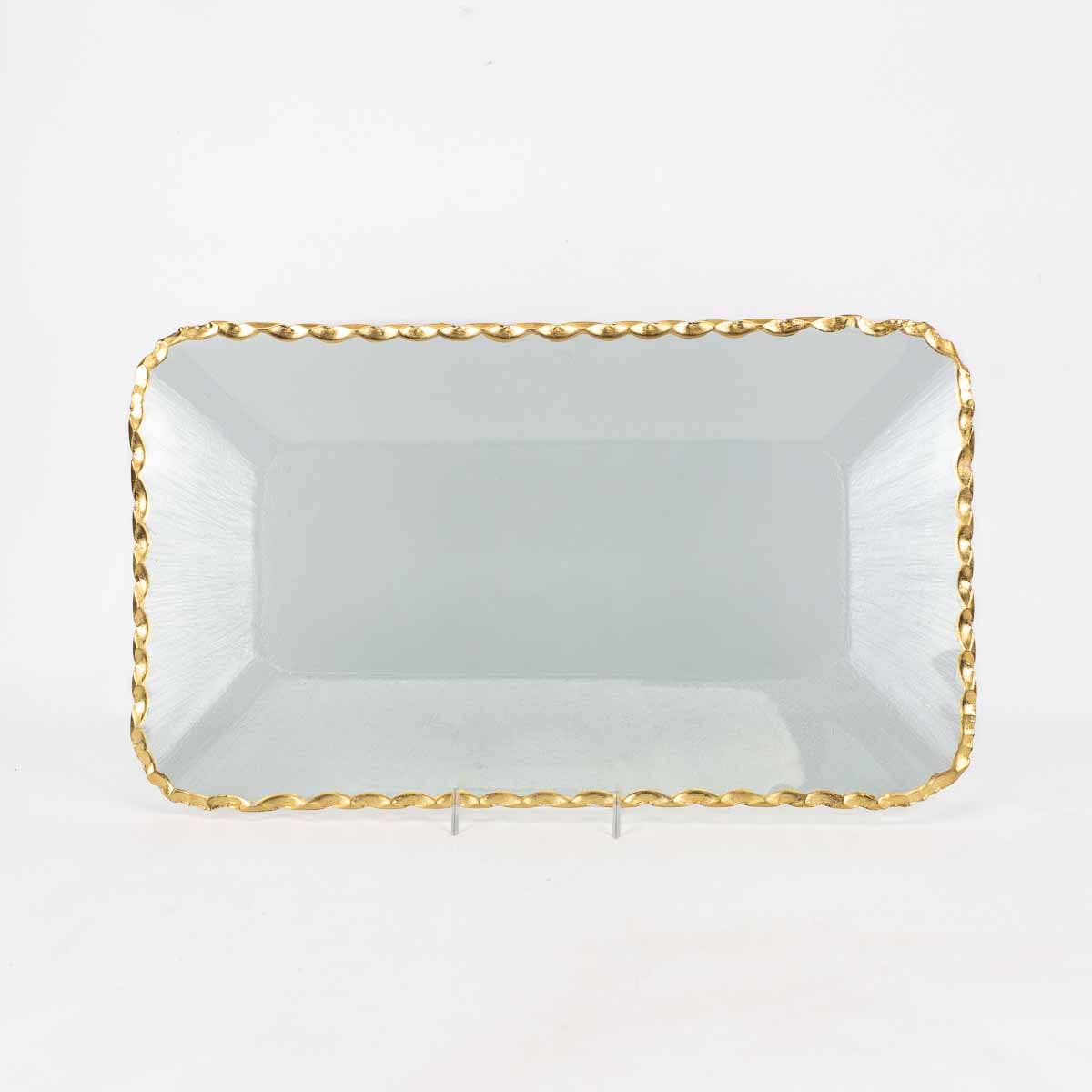 Cordova Rectangle Serving Tray Clear/Gold 16.5x9.5