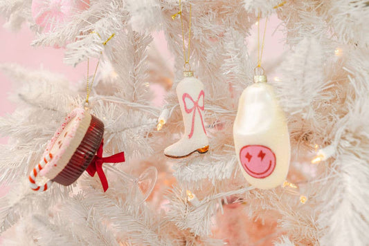 Glitter Pink Bow Cowboy Boot Ornament