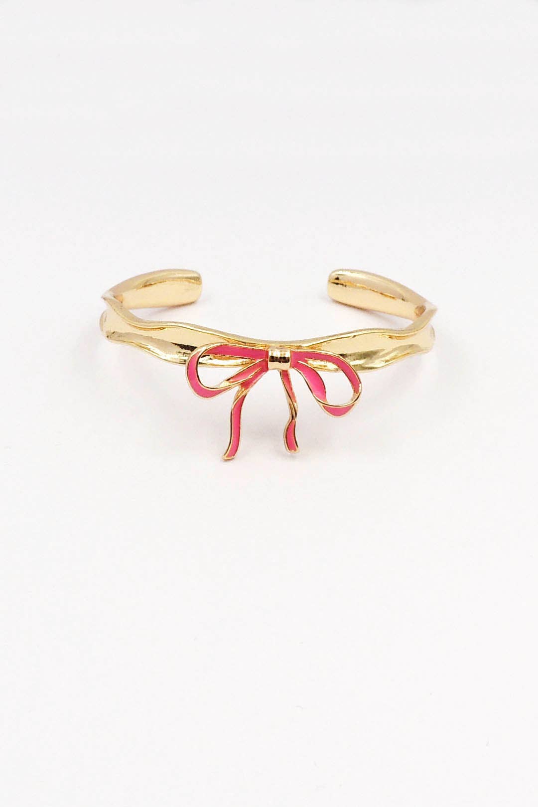 Gold Cuff with Hot Pink Bow