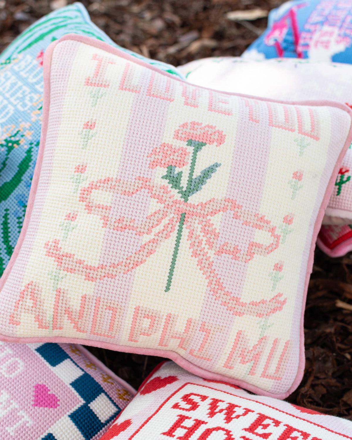 Sorority Needlepoint Pillow Phi Mu