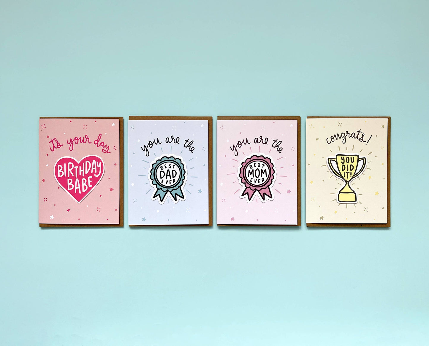 You Did It Trophy Sticker Card