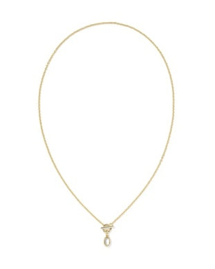 Mini Elisa Toggle Short Pendant Necklace GOLD MOTHER OF PEARL