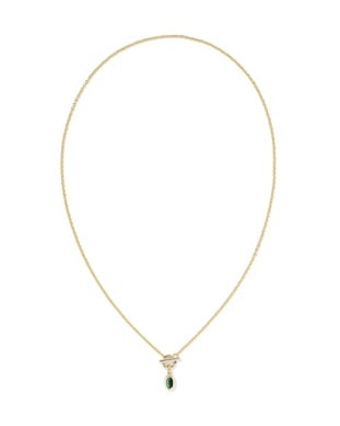 Mini Elisa Toggle Short Pendant Necklace GREEN TIGERS EYE