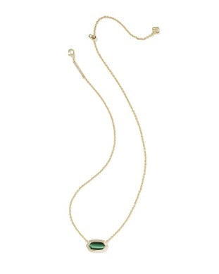 Elisa Bezel Short Pendant Necklace GREEN TIGERS EYE