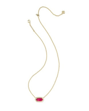 Elisa Bezel Short Pendant Necklace RED ILLUSION