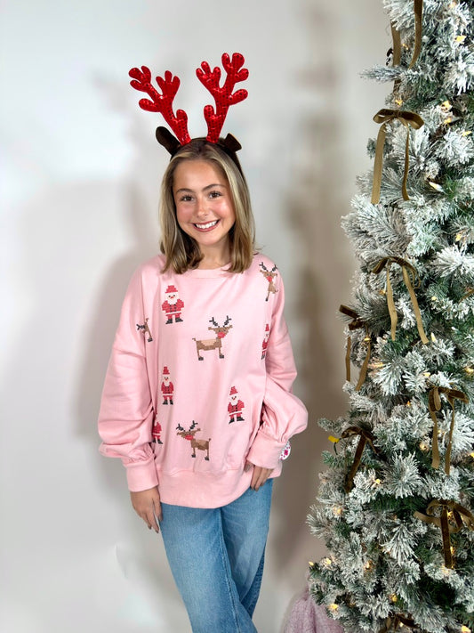 Cross Stitch Santa Pullover