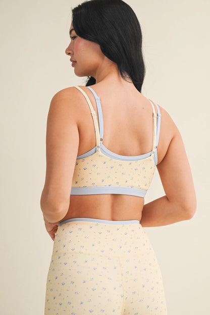 Ditsy Flower Layered Shorts Set: LEMON