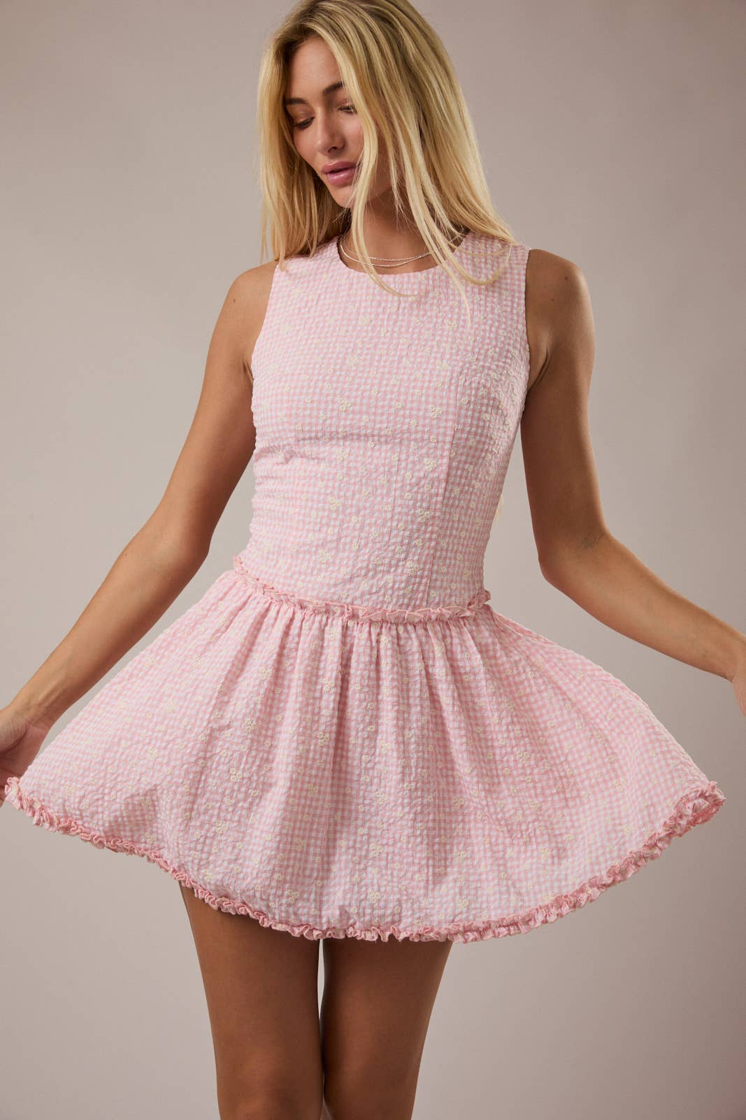Blush Gingham Mini Dress – Pink Poppy Shoppe