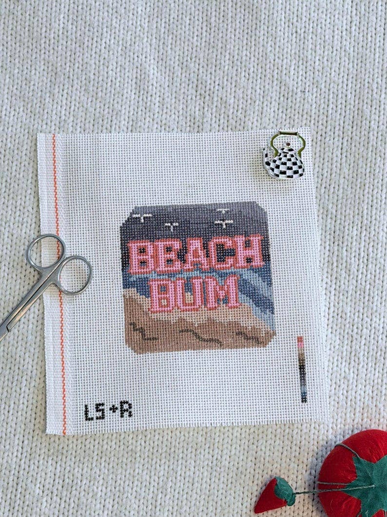 Beach Bum Winter Scene Hand Painted Needlepoint Canvas