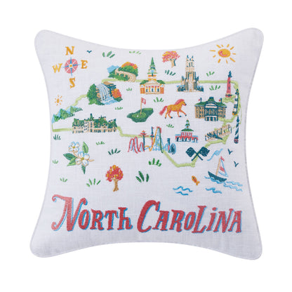 North Carolina Embroidered Pillow