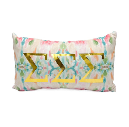 Sigma Sigma Sigma Gold Foil Kaleidoscope Pillow