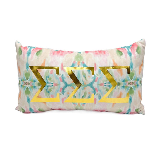 Sigma Sigma Sigma Gold Foil Kaleidoscope Pillow
