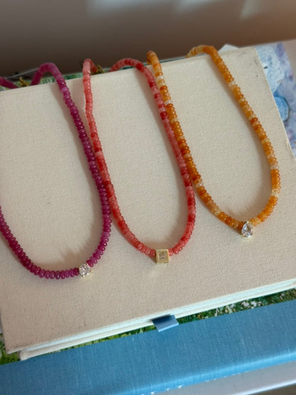 Cara Necklace: Pink/Red