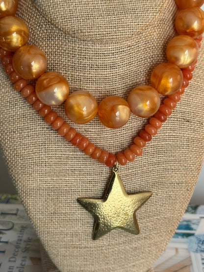 Burnt Orange Star Necklace