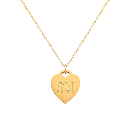 Phi Mu - Heart Tag Necklace